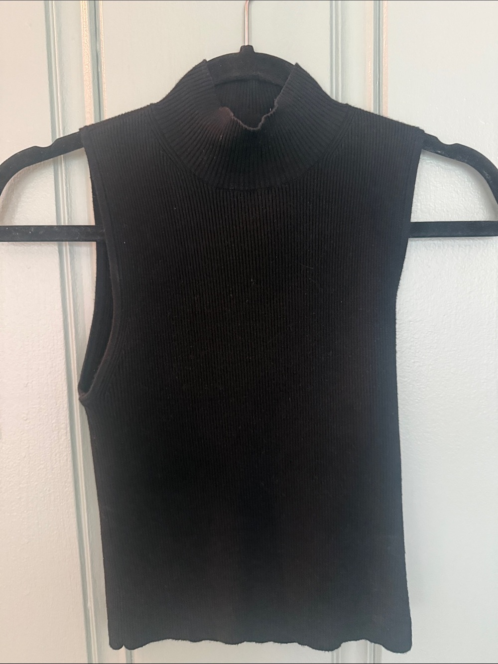 Madewell Black Ribbed Mock Neck Tank